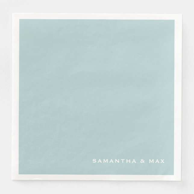 Servilleta De Papel De Cena Cena Simple Seafoam Parejas Nombres (Anverso)