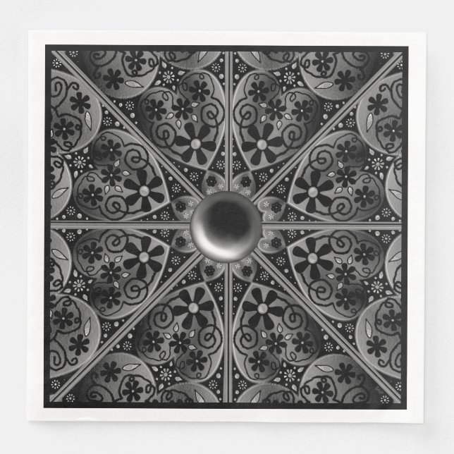 Servilleta De Papel De Cena Ceramic Lace Black (Anverso)