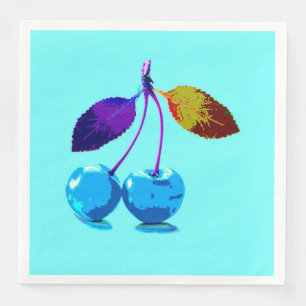 Servilleta De Papel De Cena Cerezas azules brillantes