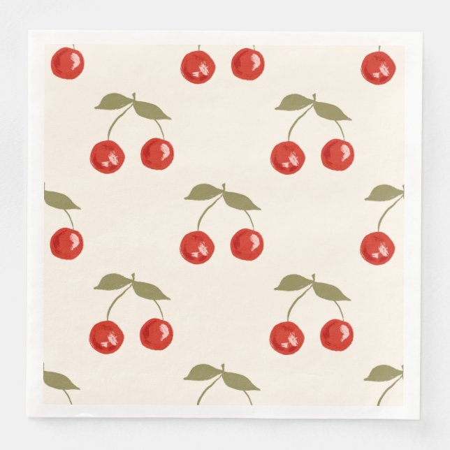 Servilleta De Papel De Cena Cerezas de Verano (Anverso)
