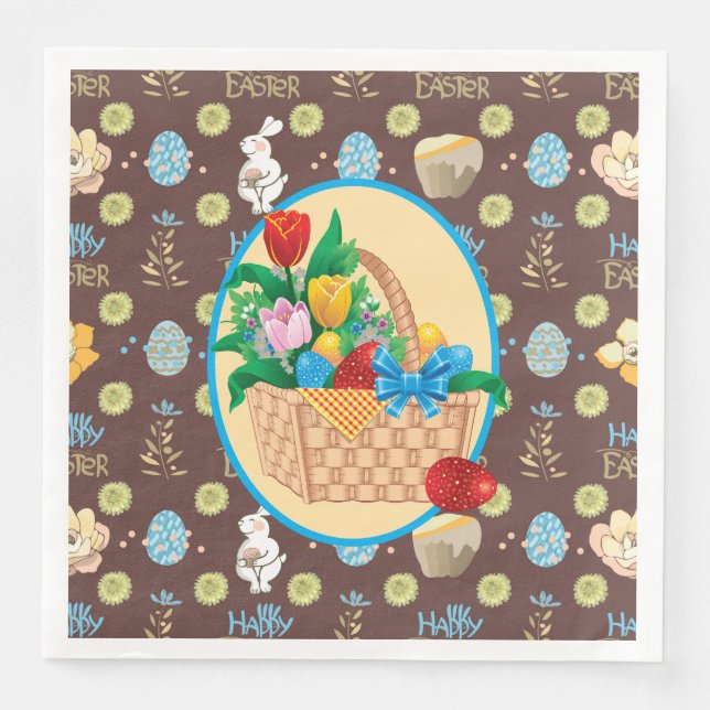 Servilleta De Papel De Cena Cesta de Pascua (Anverso)