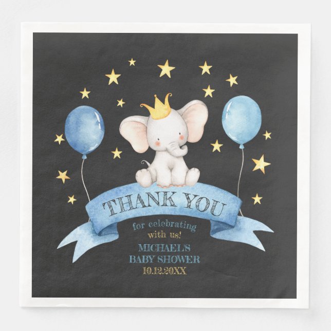 Servilleta De Papel De Cena chalk baby elephant STARS BALLOONS (Anverso)