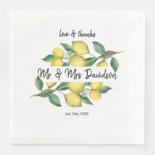Servilleta De Papel De Cena Charm Watercolor Lemon Tropical Boda