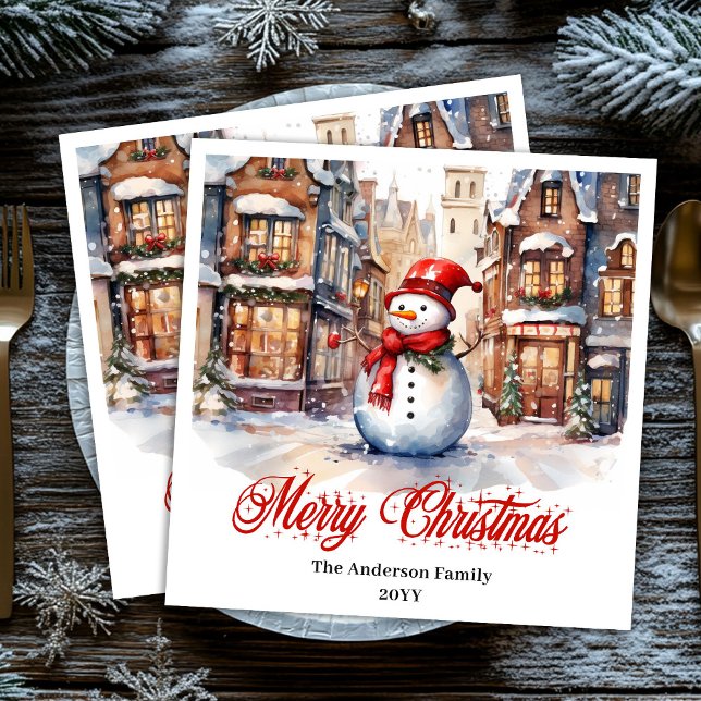 Servilleta De Papel De Cena Charming Christmas scene napkins classic palette (Charming Christmas scene napkins in classic palette)