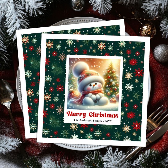 Servilleta De Papel De Cena Charming Christmas Snowman Napkins Personalized  (Charming Christmas Snowman Napkins Personalized Kids Style Napkins

)