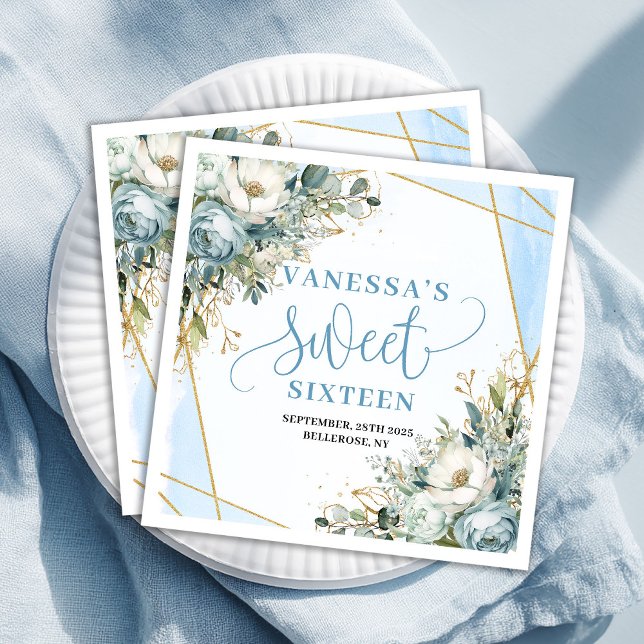 Servilleta De Papel De Cena Chic Sweet Sixteen Eucalyptus Frame Table Party  (Chic Sweet Sixteen Eucalyptus Frame Table Party Paper Dinner Napkins)