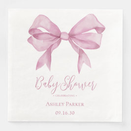Servilleta De Papel De Cena Chica con Lazo Rosa Baby Shower