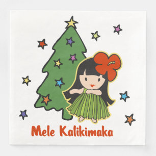 Servilleta De Papel De Cena Chica de Hula hawaiano del navidad de las mieles