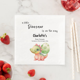 Servilleta De Papel De Cena Chico Dinosaurio Está En Camino Baby Shower