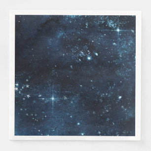 Servilleta De Papel De Cena Cielo Celeste Galaxia Estelar Nocturna Boda Acuare