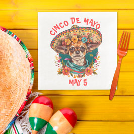 Servilleta De Papel De Cena Cinco de Mayo Chihuahua con Sombrero y Serape