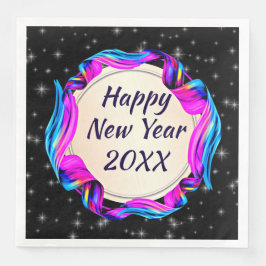 Servilleta De Papel De Cena Cinta pintada en cielo nocturno Feliz Año Nuevo 20