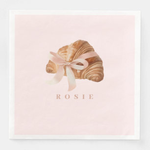 Servilleta De Papel De Cena Cinta rosa Croissant de Coquette Personalizada