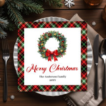 Círculo de Navidad Clásico Servilletas con Nombre 