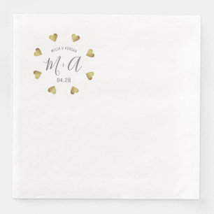 Servilleta De Papel De Cena Círculo romántico de corazones pequeños de amor