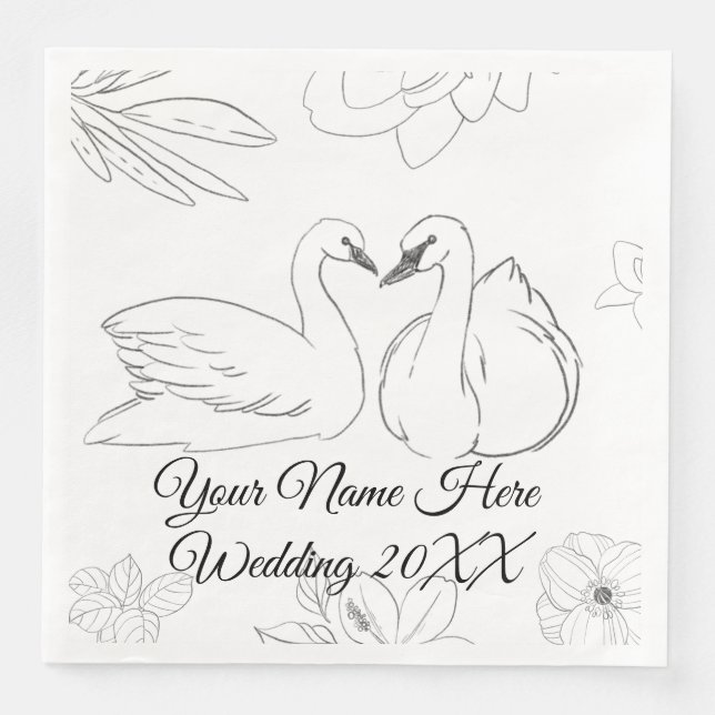 Servilleta De Papel De Cena Cisne y Botánico (Anverso)