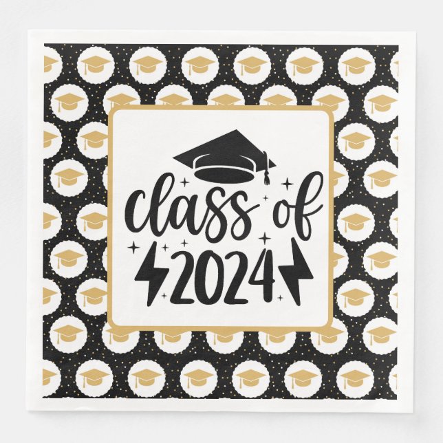 Servilleta De Papel De Cena Clase De 2024 Caps (Anverso)