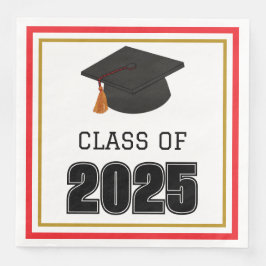 Servilleta De Papel De Cena Clase de 2025 Red y Gold