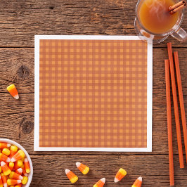 Servilleta De Papel De Cena Clásico Calabaza Otoño Gingham Cuadros