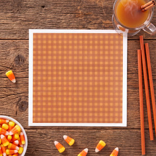 Servilleta De Papel De Cena Clásico Calabaza Otoño Gingham Cuadros