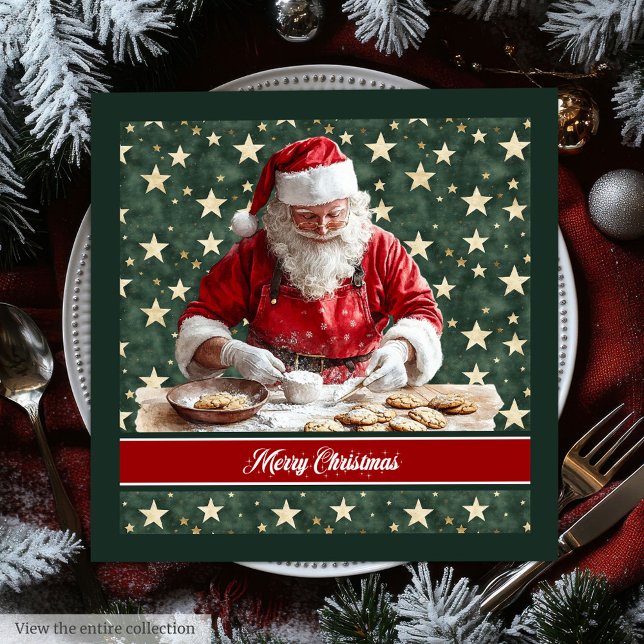 Servilleta De Papel De Cena Clásico Santa Claus Cocinando servilletas festivas (Classic Santa Claus Cooking Festive Napkins)