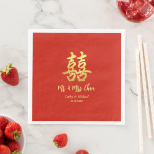 Servilleta De Papel De Cena Clásico simple doble felicidad de boda china