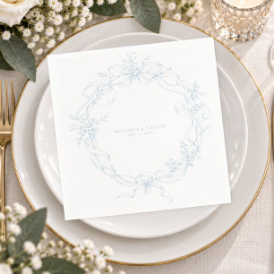 Servilleta De Papel De Cena Clásico Vintage Azaul Polvoriento Floral Corona Bo