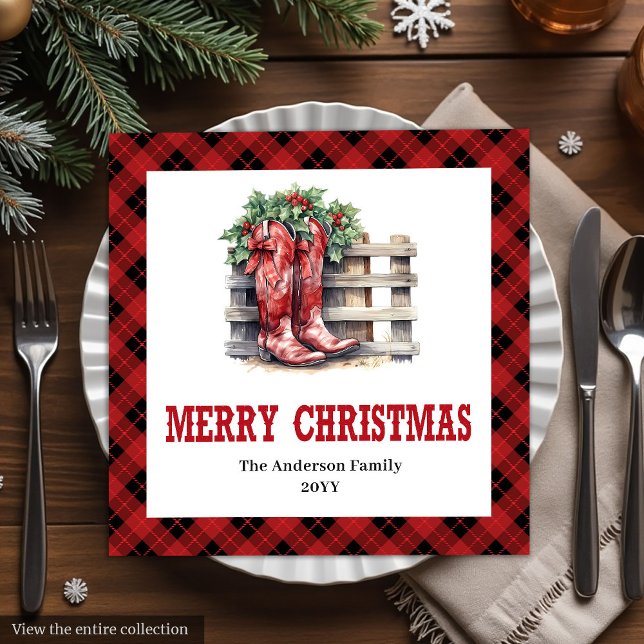 Servilleta De Papel De Cena Classic Western Buffalo Check Xmas Party Napkins (Classic Western Buffalo Check Party Napkins)