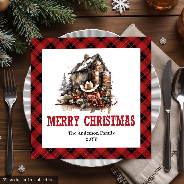 Servilleta De Papel De Cena Classic Western Christmas Plaid Paper Napkins (Classic Western Christmas Plaid Paper Napkins)