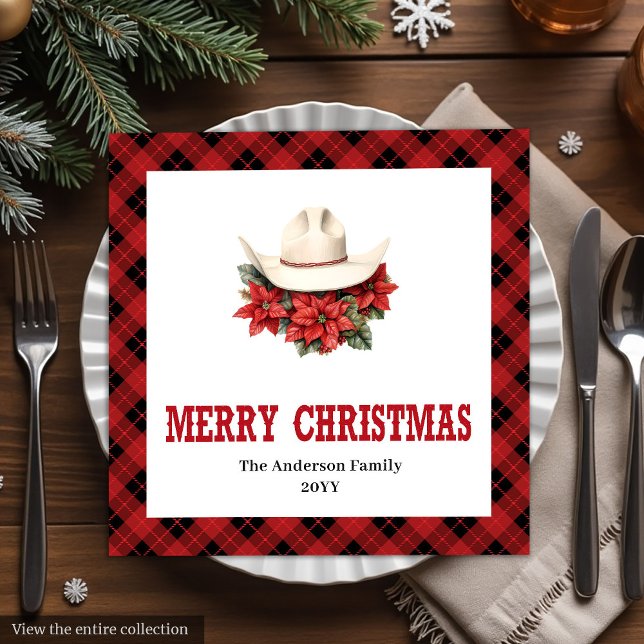 Servilleta De Papel De Cena Classic Western Red Black Christmas Napkins (Classic Western Red Black Christmas Napkins)