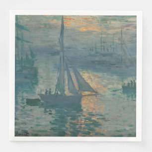 Servilleta De Papel De Cena Claude Monet Amanecer Marino Barco de Vela Impresi