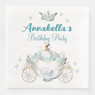 Servilleta De Papel De Cena Coche de la Princesa Cenicienta de color turquesa 