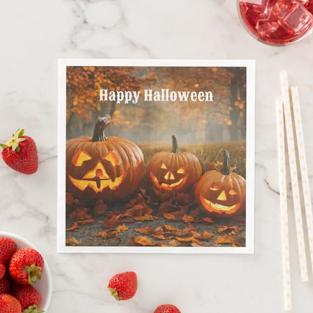 Servilleta De Papel De Cena Colección de la familia de calabazas fantasmales (In situ)