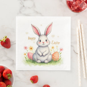 Servilleta De Papel De Cena Colección moderna de conejito de Pascua y huevos l