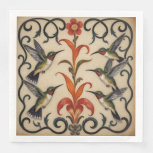 Servilleta De Papel De Cena Colibrí Art Nouveau