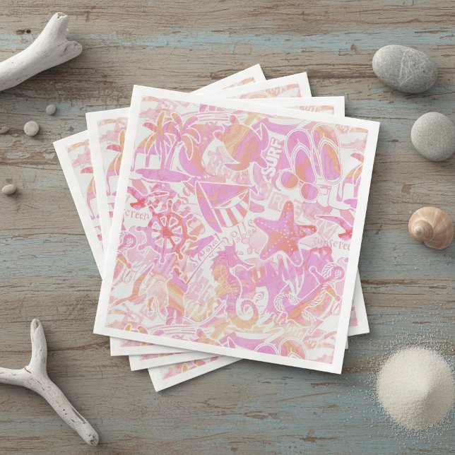 Servilleta De Papel De Cena Collage de Playa Náutica Rosa Caliente ID840 (Subido por el creador)