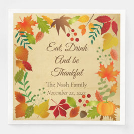 Servilleta De Papel De Cena Colorida Foliage De Otoño Para Acción De Gracias