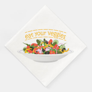 Servilleta De Papel De Cena Coma tus verduras Cita cuenco de ensaladas frescas