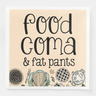 Servilleta De Papel De Cena Comida Coma & Fat Pants Friendding Acción de Grac