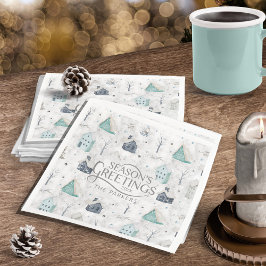 Servilleta De Papel De Cena Cómodo Navidades del hogar ID985 Verde azulado