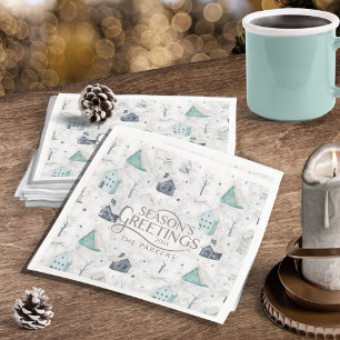 Servilleta De Papel De Cena Cómodo Navidades del hogar ID985 Verde azulado
