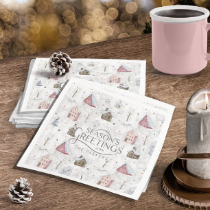 Servilleta De Papel De Cena Cómodo Navidades domésticos Pink ID985