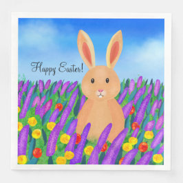 Servilleta De Papel De Cena Conejito de Pascua lindo entre las flores