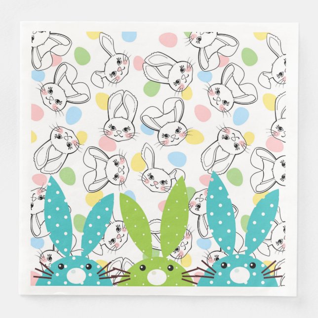Servilleta De Papel De Cena Conejos de Pascua (Anverso)