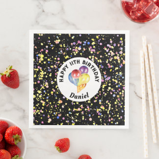 Servilleta De Papel De Cena Confetti de globos acuáticos de cumpleaños persona