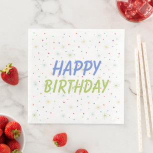 Servilleta De Papel De Cena Confetti de las coloridas estrellas feliz cumpleañ