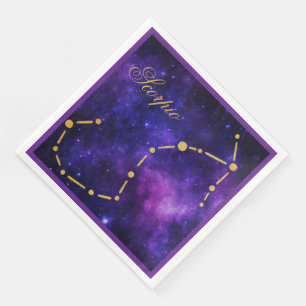 Servilleta De Papel De Cena Constelación del Escorpio Oro en la Galaxia Oscura