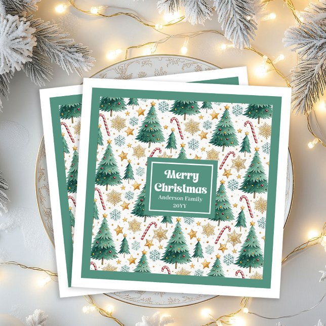 Servilleta De Papel De Cena Contemporary Christmas Trees Festive Paper Napkins (Contemporary Christmas Trees Festive Paper Napkins)