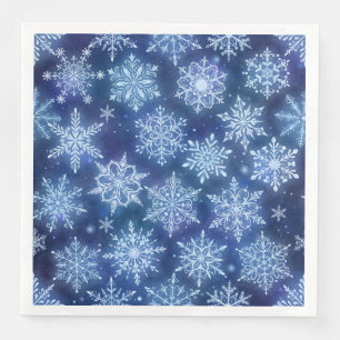 Servilleta De Papel De Cena Copia de Copos de Nieve de Magia Invernal Cielo Az