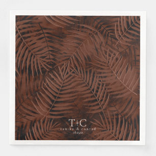 Servilleta De Papel De Cena Copper Sunset Palm Leaves Patrón Boda ID1323